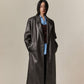 PU retro lapel trench coat | 2 color