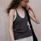 Cotton blend elastic color contrast tank top | 3 color