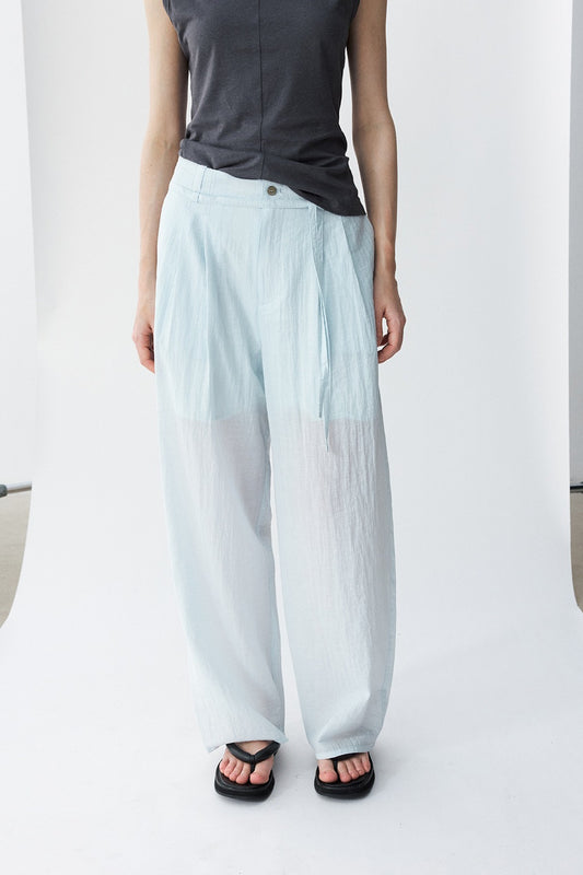 Lyocell blend sheer and textured surface pants | 2 color