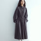 Relaxed stand collar waisted shirt dress coat | 3 color