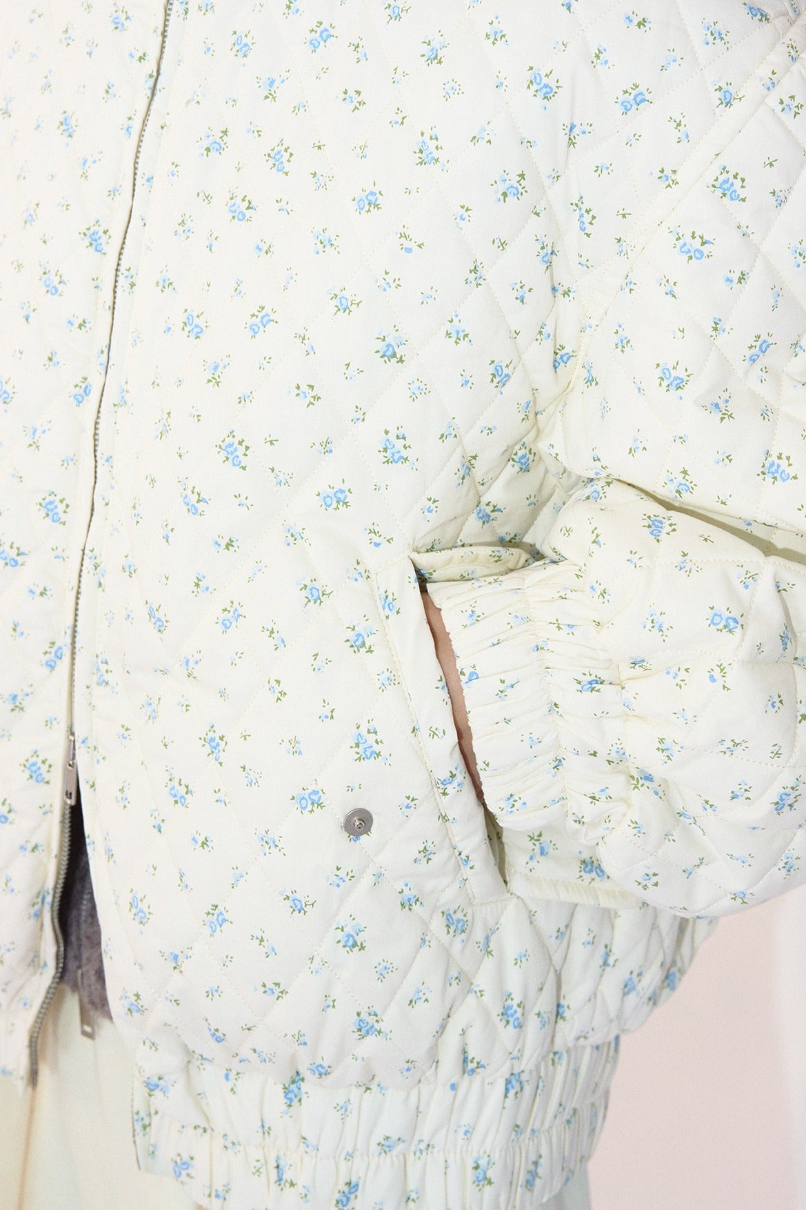 Cotton retro-style  floral puffer jacket | 2 color