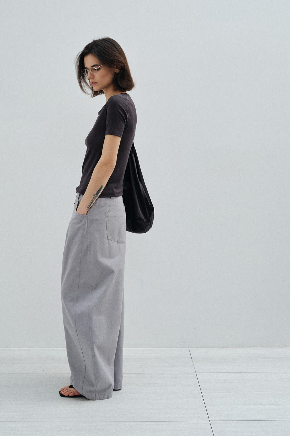 Cotton sculptural silhouette loose pants | 3 color