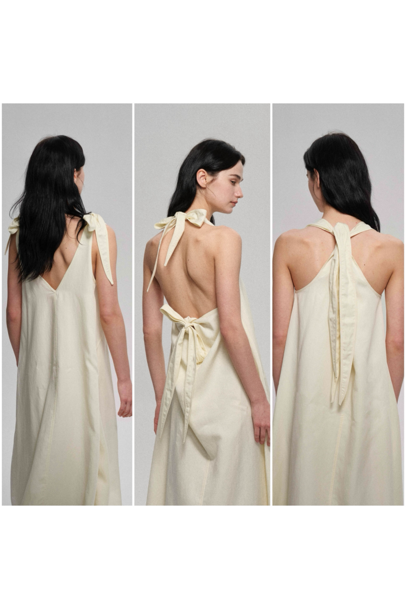 Vestido de mezcla de lyocell con tirantes anchos y múltiples posiciones | 3 colores