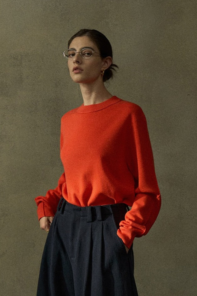 Wool blend classic round neck sweater | 6 color