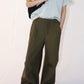 Cotton blend parachute-style wide leg padding pants | 2 color