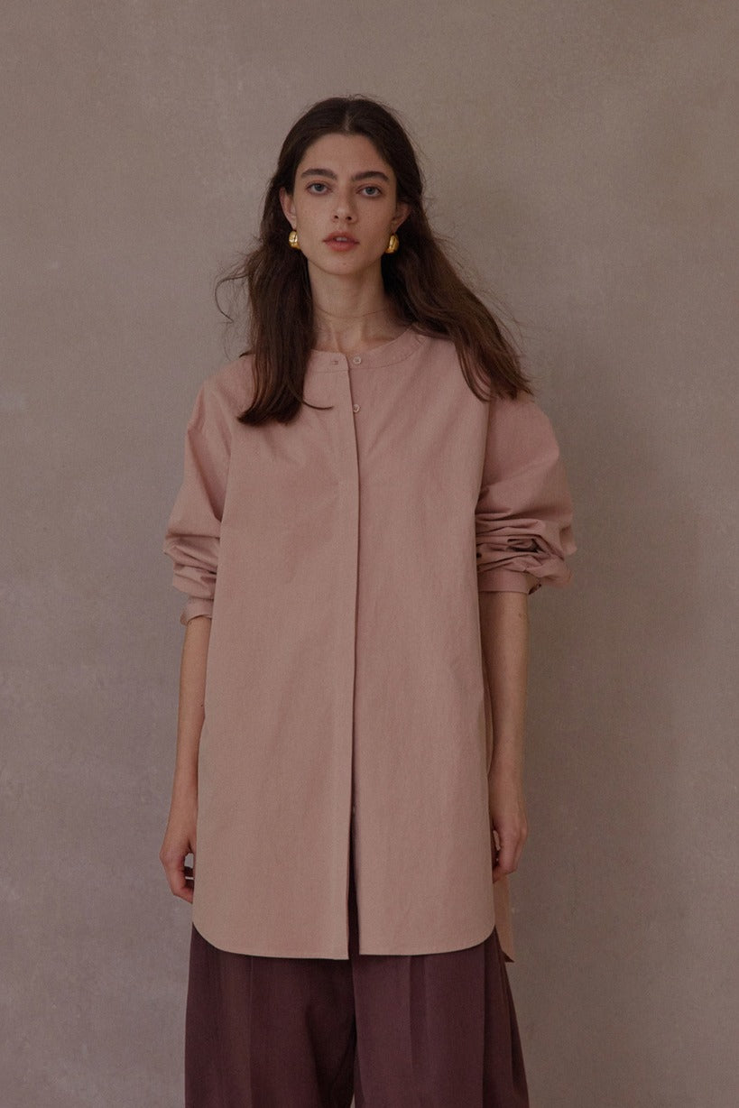 100% cotton relaxed clean-fit raw-edge neck shirt | 3 color