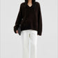 Wool blend soft long hair loose-fit V-neck sweater | 3 color