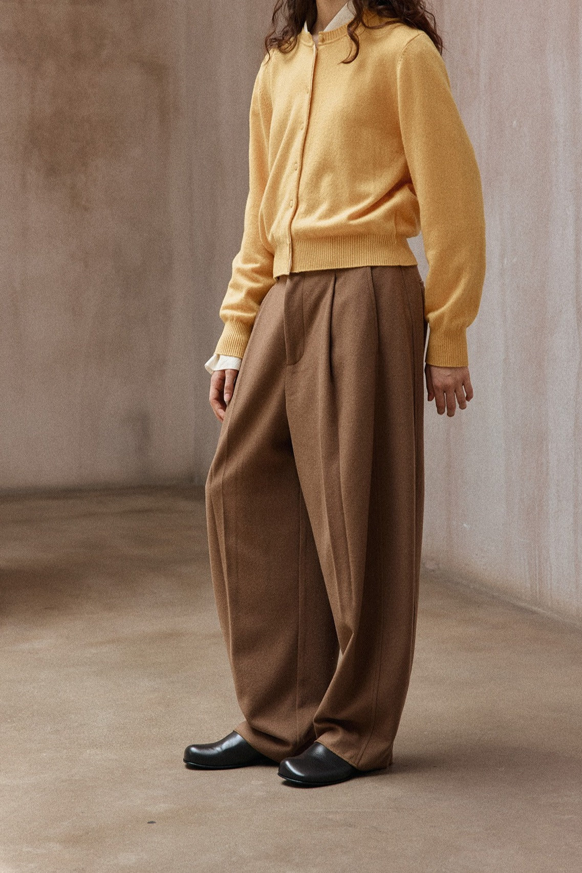 Wool blend wide-leg banana casual pants | 5 color