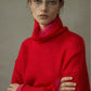 Mohair blend stacked high neck cozy loose sweater | 4 color