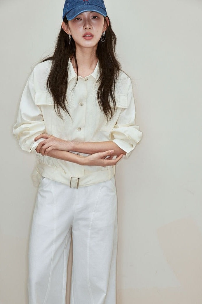 Chaqueta-camisa corta de mezcla de viscosa | 2 colores