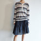 Lightweight slightly sheer stripe knit T-shirt | 4 color