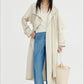 Cotton blend crinkled surface cape trench coat | 2 color