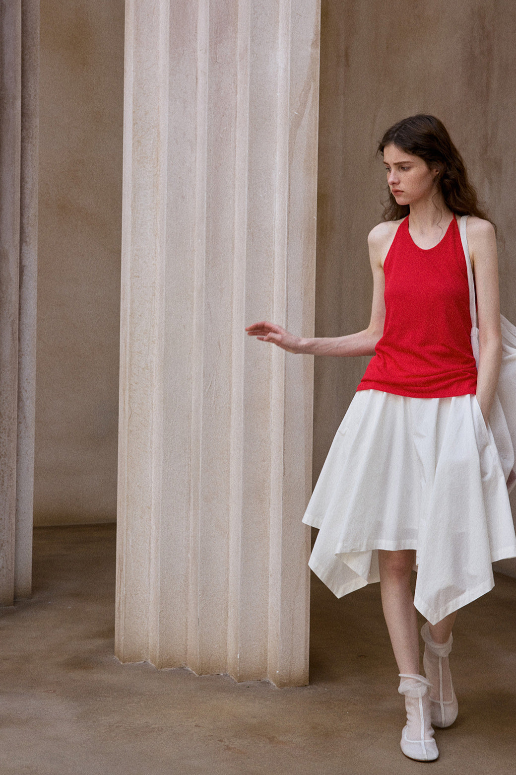 "Ohmi Bleach" cotton handkerchief-style midi skirt | 3 color