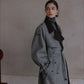Wool blend contrasting lapel gabardine trench coat | 2 color