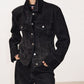 Veste en denim taille sablier en coton | 2 couleurs