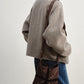 Wool-silk-alpaca relaxed fit large lapel jacket | 2 color