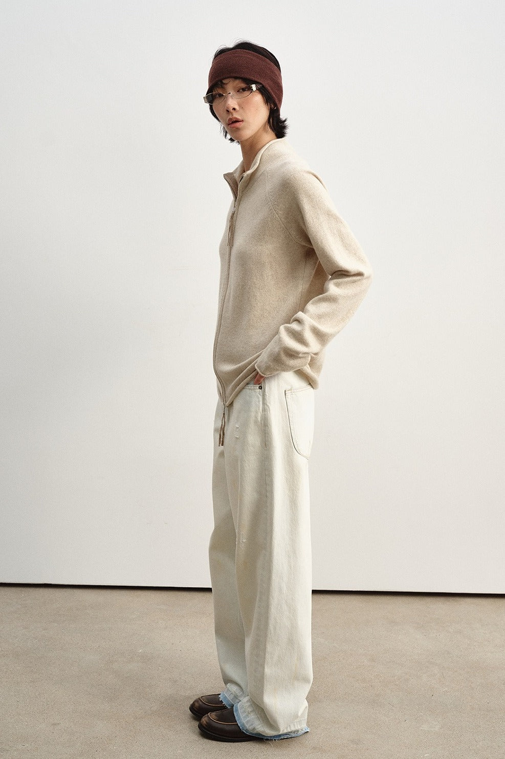 Wool blend slouchy fit dual-zip cardigan | 8 color