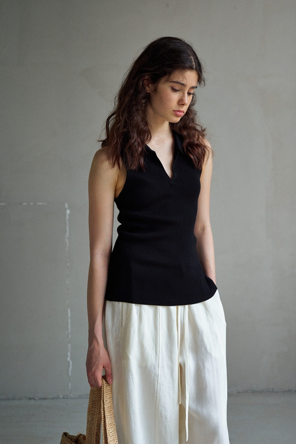 Gilet en maille côtelée à col roulé | 5 couleurs
