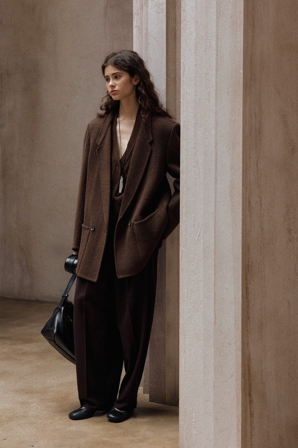 Wool blend wide-leg banana casual pants | 5 color