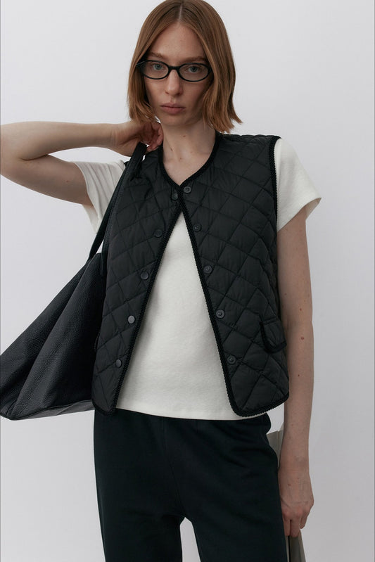 Goose down warm & cozy diamond-quilted vest | 2 color