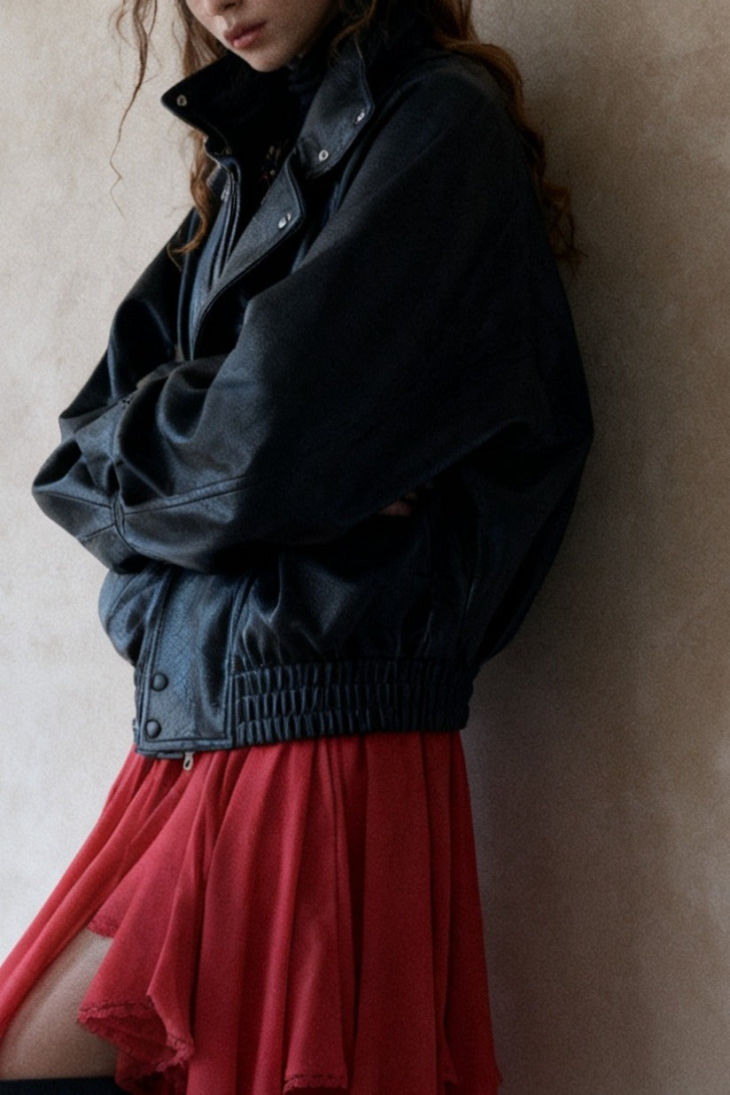 Relaxed fit stand collar jacket | 2 color