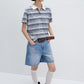 Cotton blend stripped pattern polo t-shirt | 3 color