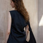 Asymmetrical design puffed fabric top | 2 color