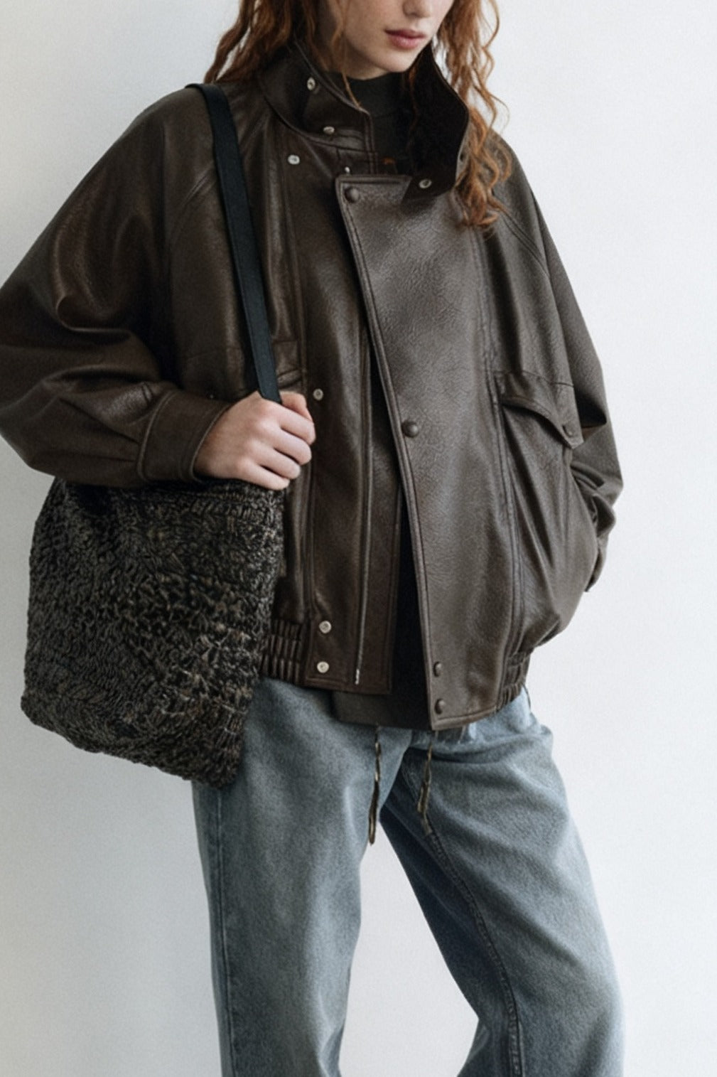 Relaxed fit stand collar jacket | 2 color