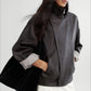 PU blend sleek panel retro style jacket | 2 color