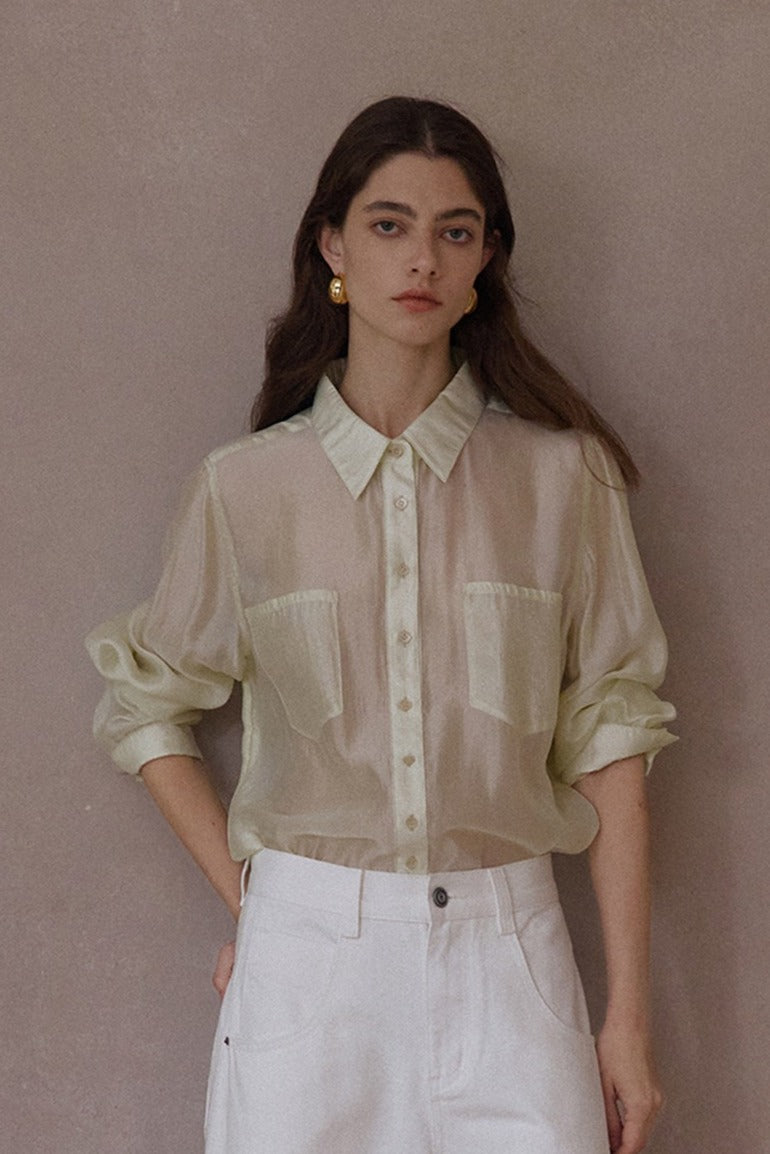 Viscose blend sheer regular fit shirt | 4 color