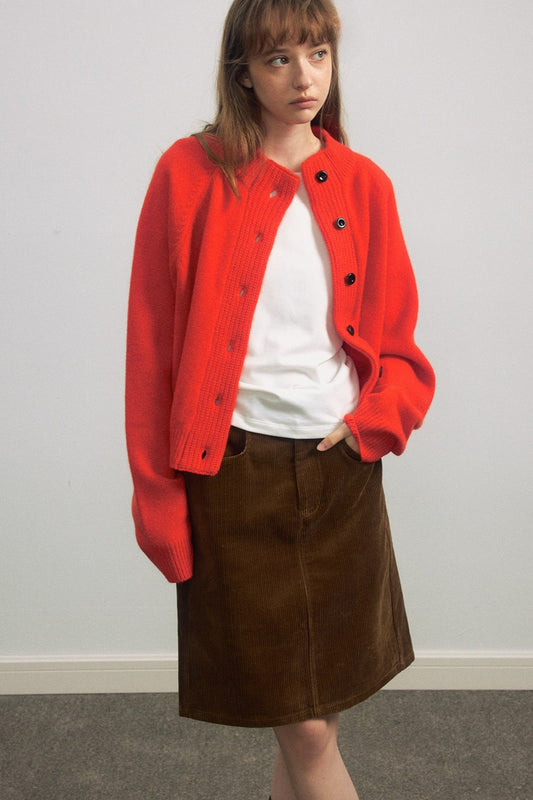 100% wool wide placket cardigan | 5 color