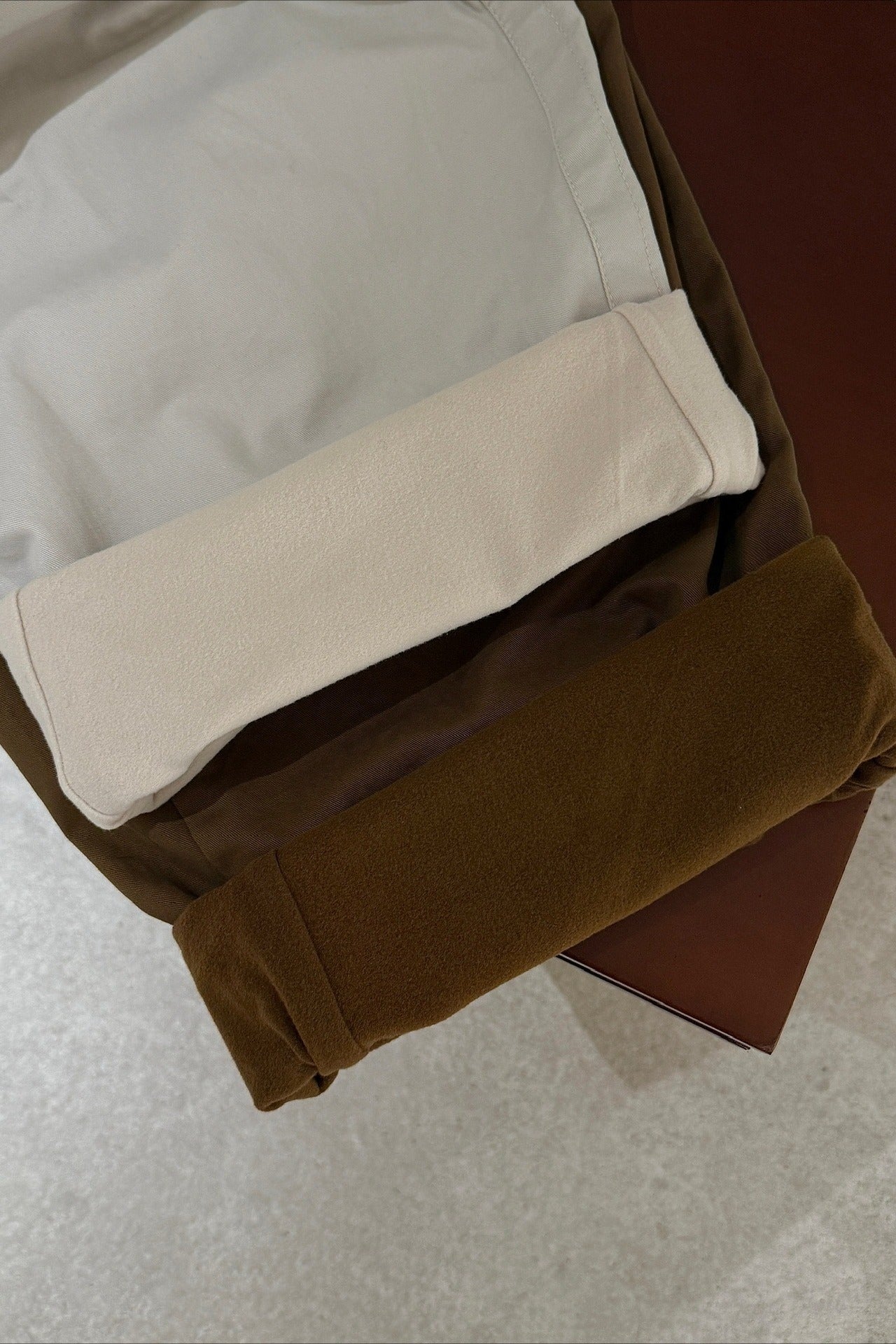 Washed water cotton textured surface fleece inside pants