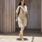100% cotton pockets U-neck casual dress | 2 color