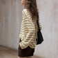 Wool blend lightweight loose-fit striped knitwear | 4 color