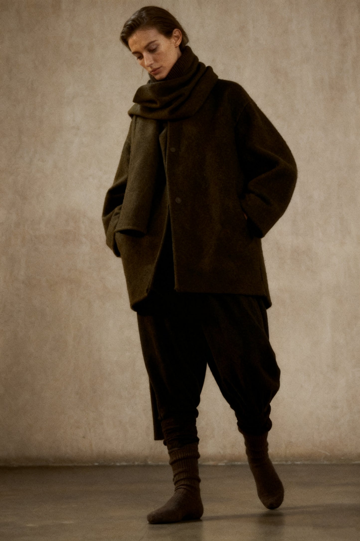 Wool blend double-faced mid-length coat | 3 color