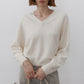 100% wool loose fit v-neck sweater | 2 color