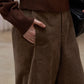Cotton blend relaxed-fit curved leg corduroy pants | 3 color