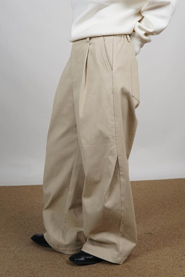 Pantalones anchos de sarga gruesa | 2 colores