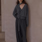 100% wool loose fit V-neck cardigan with a tie | 8 color