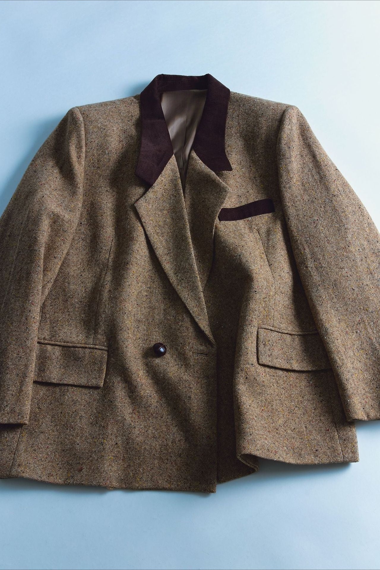 Wool blend loose-fit contrasting design jacket | 2 color