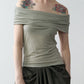 Lyocell blend smooth feel off-shoulder top | 5 color