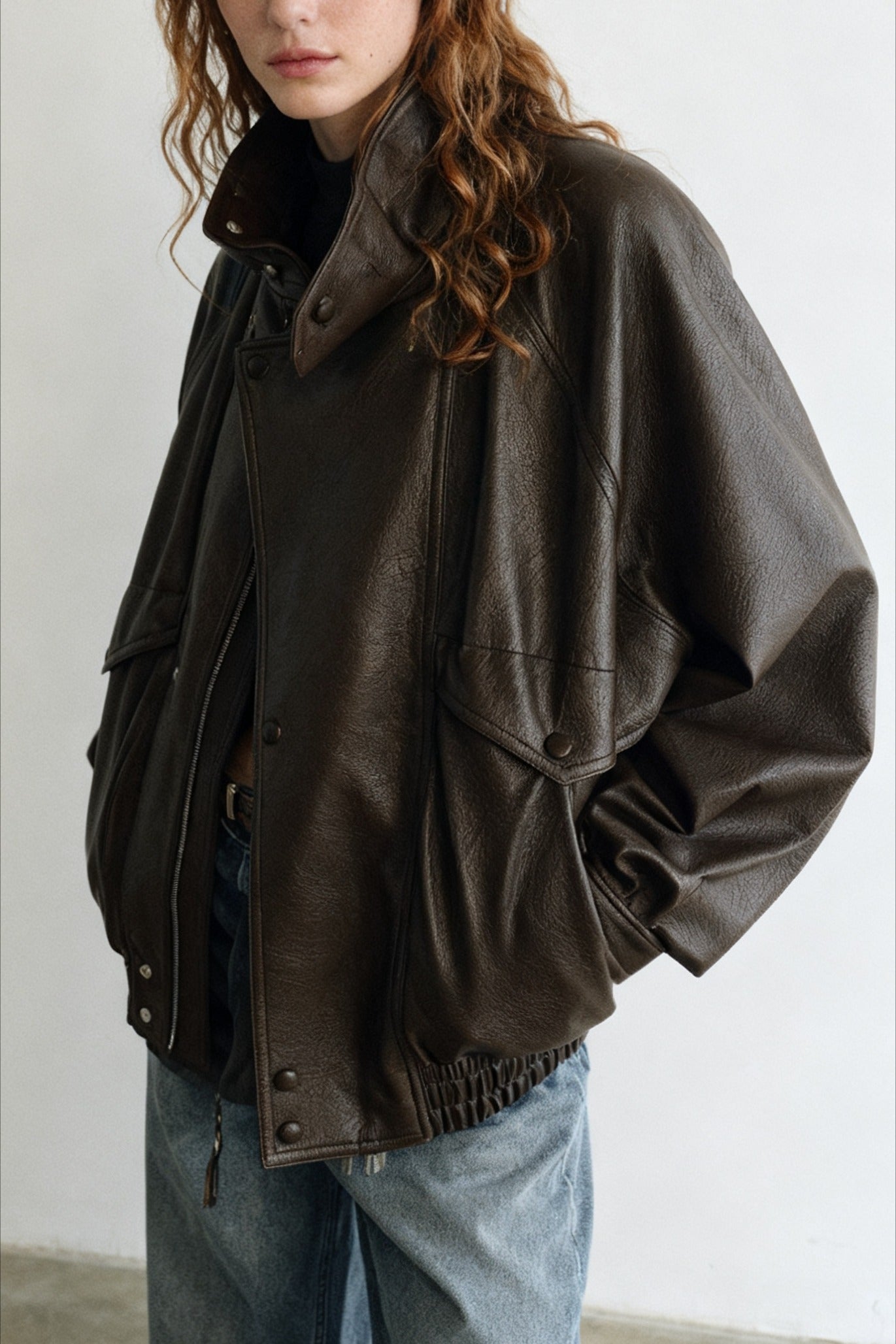 Relaxed fit stand collar jacket | 2 color