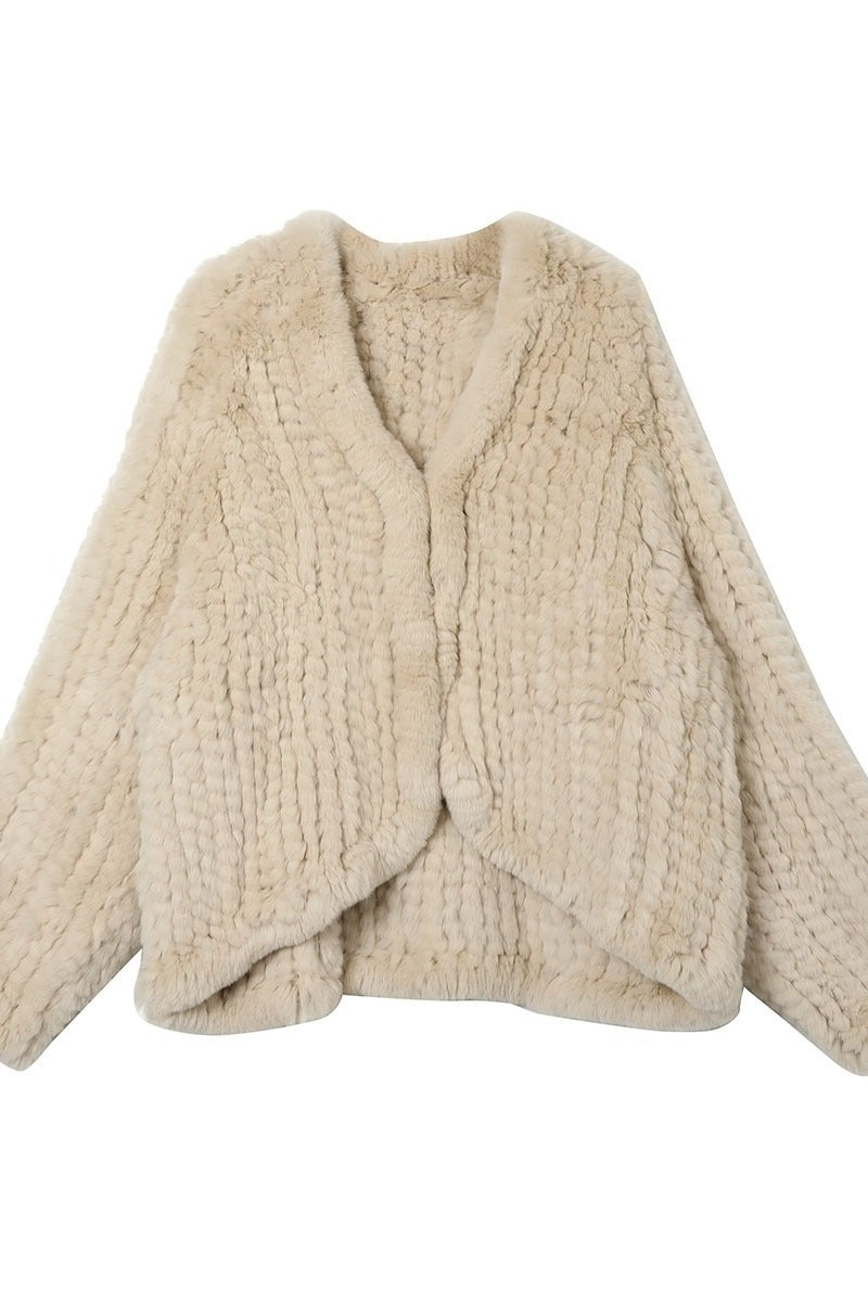 Chaqueta corta de peluche con estampado de conejo rex | 2 colores