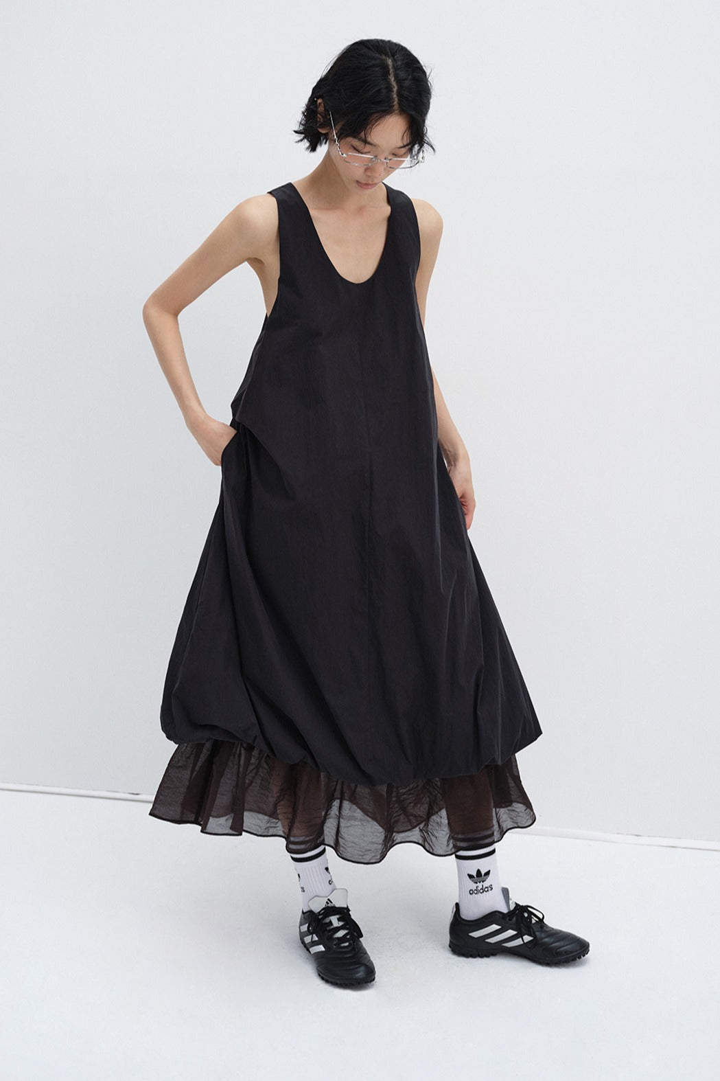 Cotton blend layered effect cloud-like dress | 3 color
