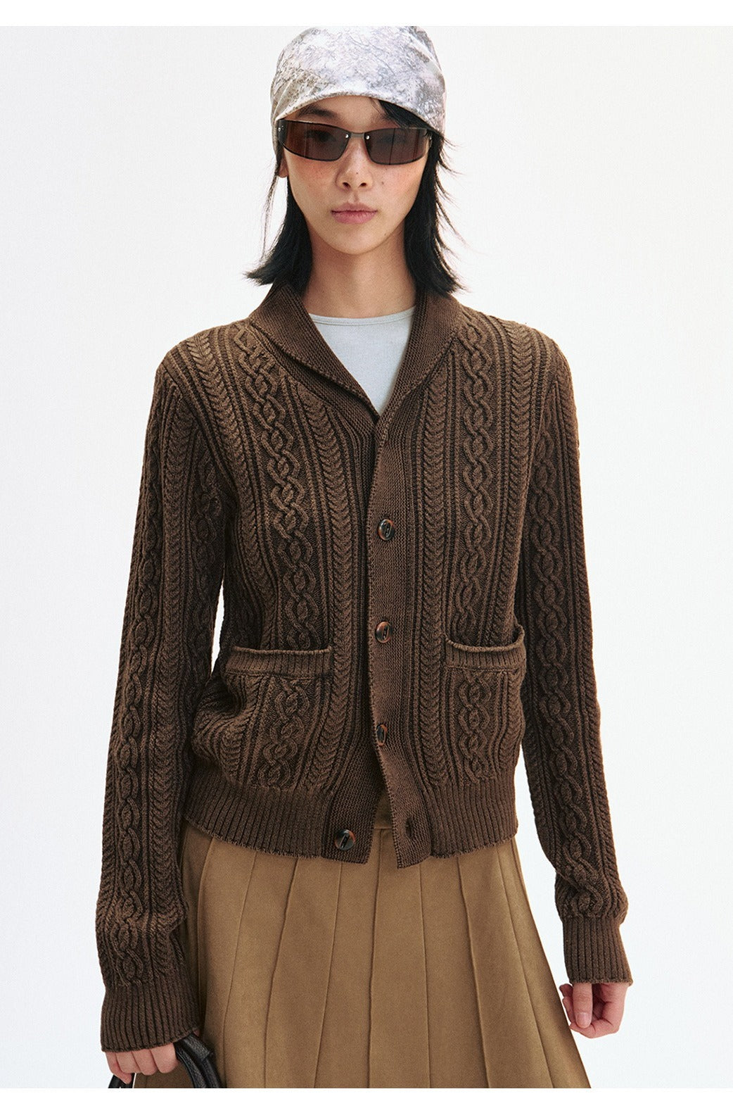 100% cotton cable knit cardigan | 2 color