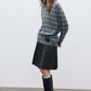 Wool blend mid-length stripes polo knitwear | 4 color