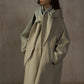 100% wool loose-fit mid-length coat with a scarf hood | 2 color
