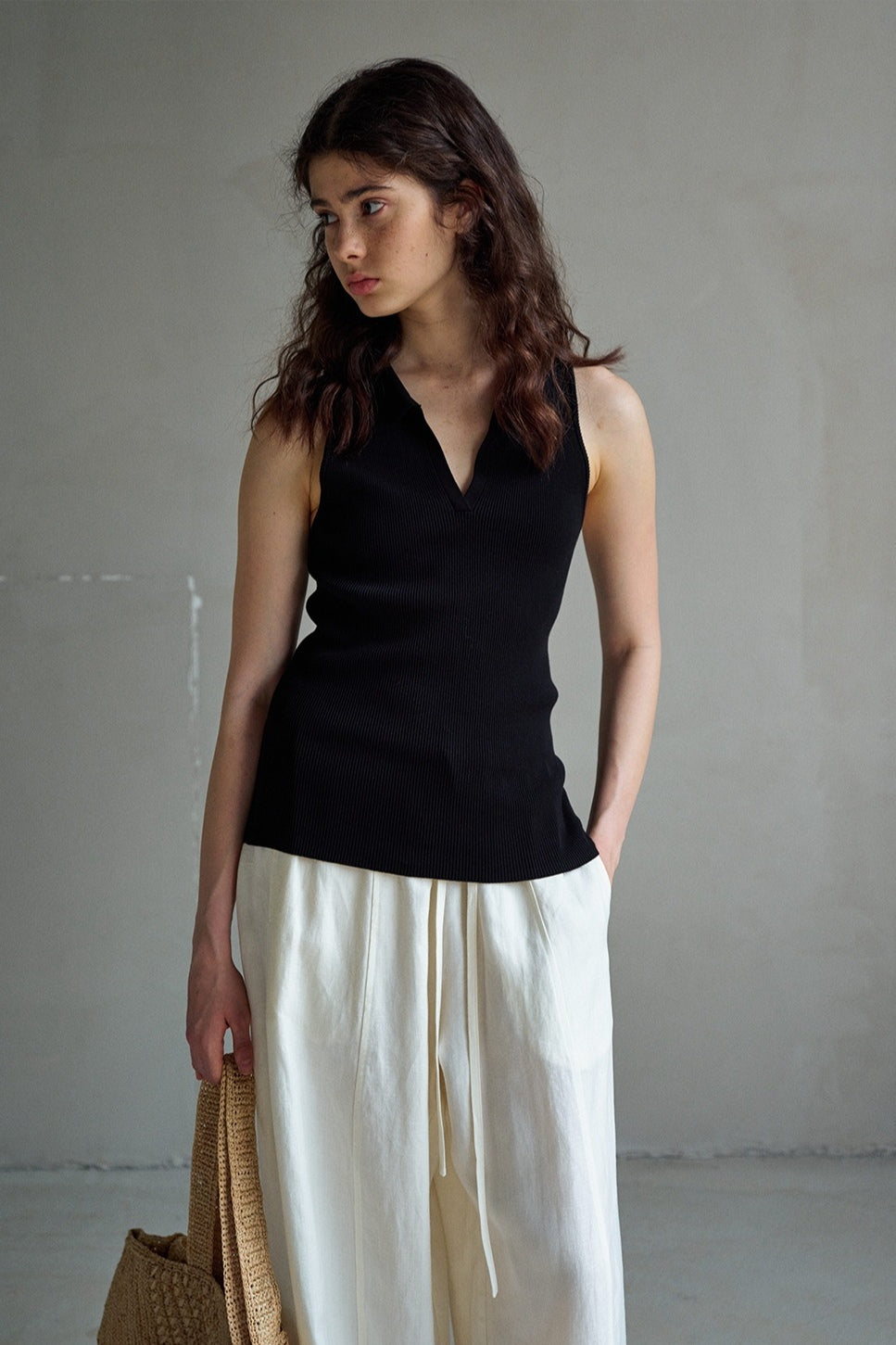 Gilet en maille côtelée à col roulé | 5 couleurs