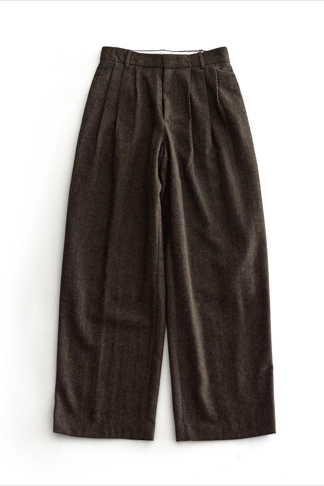 Wool blend herringbone pattern relaxed fit pants | 2 color