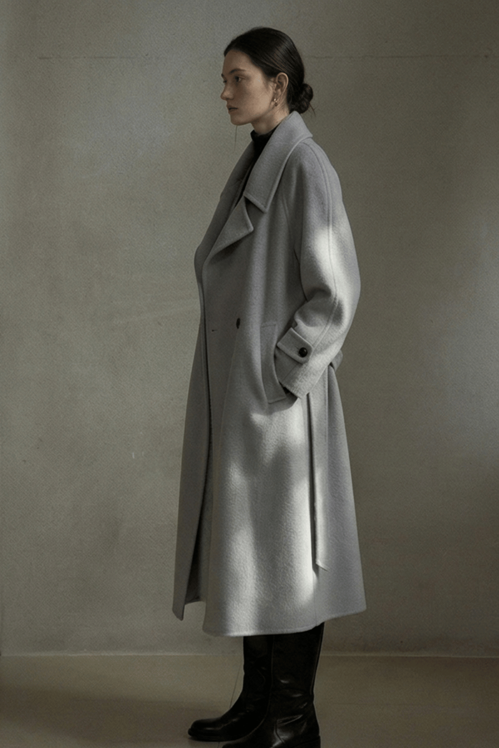 Classic 100% Wool Double-Faced Belted Coat